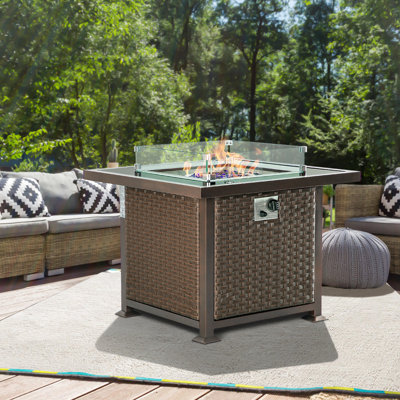 Emete Aluminum Propane Fire Pit Table Stylish Patio Heater Oceans Rattan